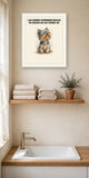 Lifestyle display mockup — frame not included. Smug Yorkshire Terrier art print.