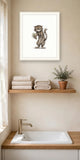 The same wordless print shown hanging on a wall — frame for display only, not included
