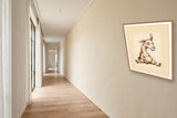 The same wordless print shown hanging on a wall — frame for display only, not included