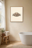 The same wordless print shown hanging on a wall — frame for display only, not included