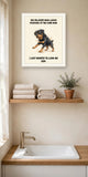 Lifestyle display mockup — frame not included. Unbothered Rottweiler art print.