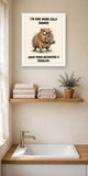 The same print shown hanging in a bathroom — frame for display only, not included