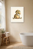 The same wordless print shown hanging on a wall — frame for display only, not included