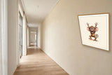 The same wordless print shown hanging on a wall — frame for display only, not included