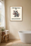 The same print shown hanging in a bathroom — frame for display only, not included