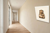 The same wordless print shown hanging on a wall — frame for display only, not included