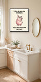 The same print shown hanging in a bathroom — frame for display only, not included