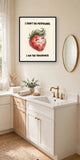 The same print shown hanging in a bathroom — frame for display only, not included