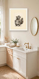 The same wordless print shown hanging on a wall — frame for display only, not included