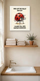 The same print shown hanging in a bathroom — frame for display only, not included