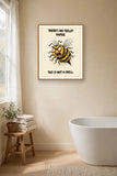 The same print shown hanging in a bathroom — frame for display only, not included