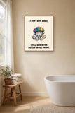 The same print shown hanging in a bathroom — frame for display only, not included