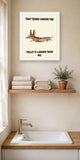 The same print shown hanging in a bathroom — frame for display only, not included