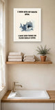 The same print shown hanging in a bathroom — frame for display only, not included
