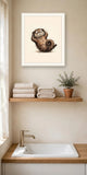 The same wordless print shown hanging on a wall — frame for display only, not included