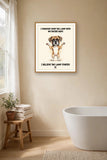 Lifestyle display mockup — frame not included. Unbothered — Upright Chaos Boxer art print.