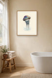 The same wordless print shown hanging on a wall — frame for display only, not included