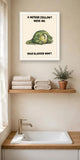 The same print shown hanging in a bathroom — frame for display only, not included