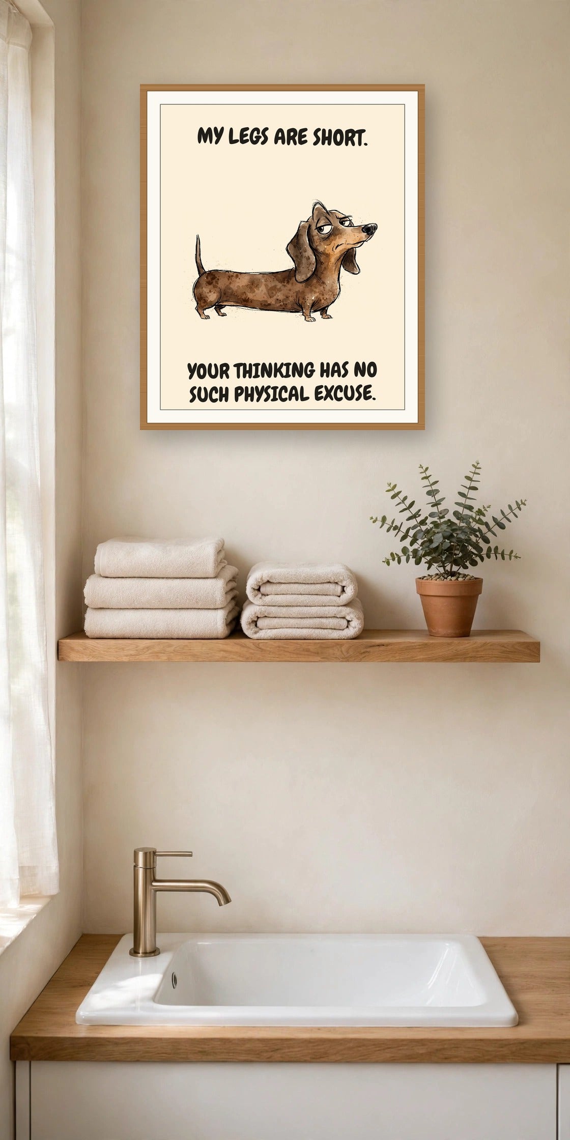 The same print shown hanging in an office — frame for display only, not included
