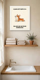 Lifestyle display mockup — frame not included. Smug — Regal Front Pembroke Welsh Corgi art print.