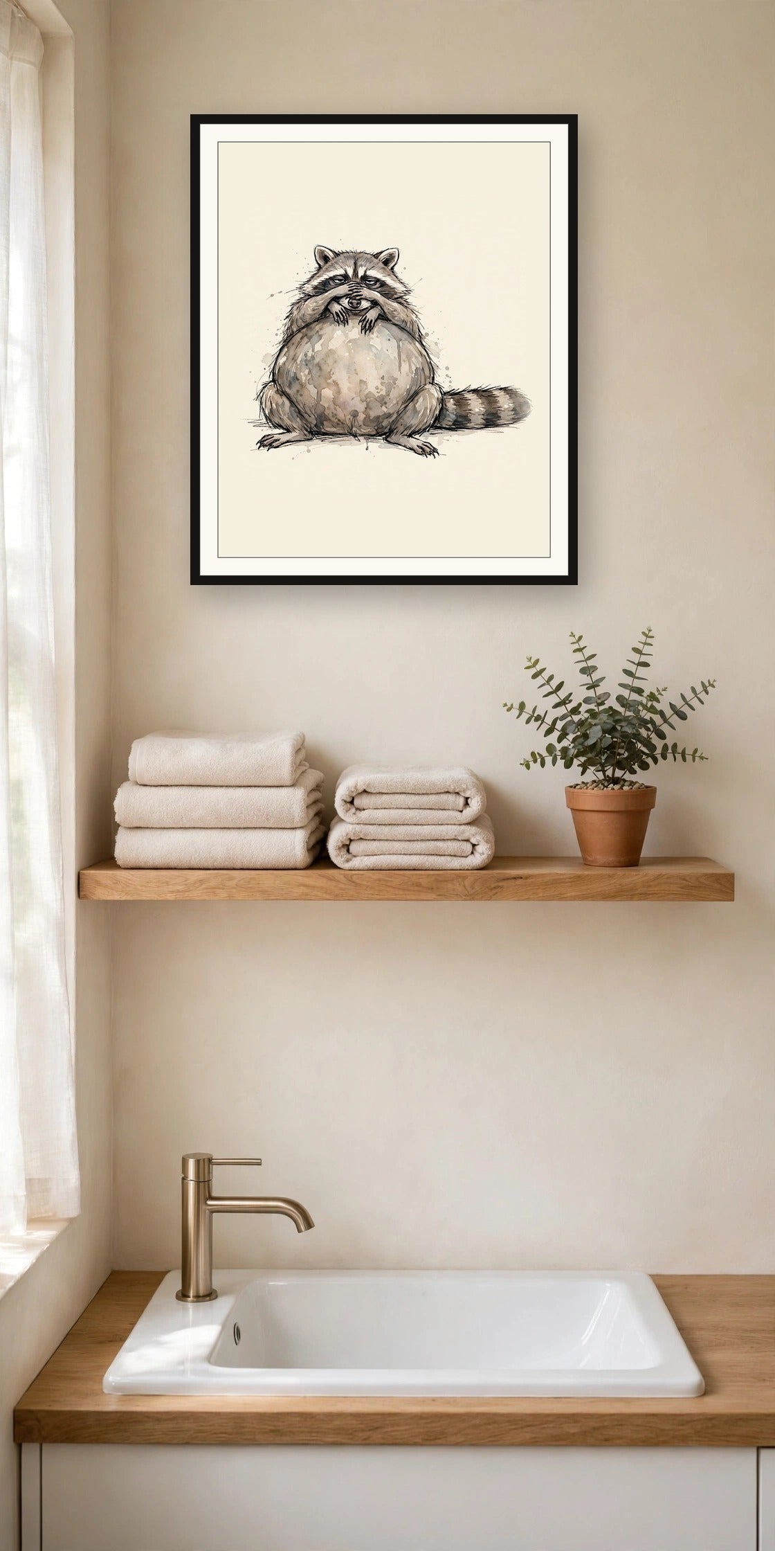 The same wordless print shown hanging on a wall — frame for display only, not included