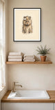 The same wordless print shown hanging on a wall — frame for display only, not included