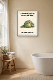The same print shown hanging in a bathroom — frame for display only, not included