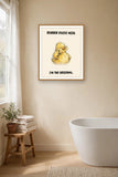 The same print shown hanging in a bathroom — frame for display only, not included