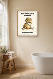 The same print shown hanging in a bathroom — frame for display only, not included