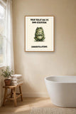 The same print shown hanging in a bathroom — frame for display only, not included