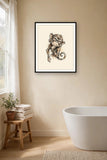 The same wordless print shown hanging on a wall — frame for display only, not included