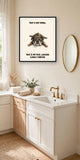 Lifestyle display mockup — frame not included. Unbothered English Bulldog art print.