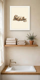 The same wordless print shown hanging on a wall — frame for display only, not included
