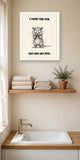 The same print shown hanging in a bathroom — frame for display only, not included