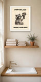 The same print shown hanging in a bathroom — frame for display only, not included