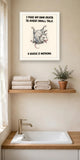 The same print shown hanging in a bathroom — frame for display only, not included