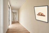 The same wordless print shown hanging on a wall — frame for display only, not included
