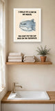 The same print shown hanging in a bathroom — frame for display only, not included