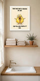 The same print shown hanging in a bathroom — frame for display only, not included
