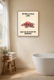 The same print shown hanging in a bathroom — frame for display only, not included