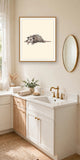 The same wordless print shown hanging on a wall — frame for display only, not included
