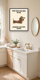 The same print shown hanging in a bathroom — frame for display only, not included