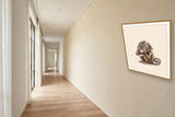 The same wordless print shown hanging on a wall — frame for display only, not included