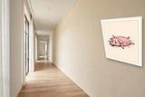 The same wordless print shown hanging on a wall — frame for display only, not included