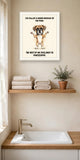 Lifestyle display mockup — frame not included. Unbothered — Upright Chaos Boxer art print.