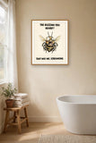 The same print shown hanging in a bathroom — frame for display only, not included