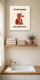 The same print shown hanging in a bathroom — frame for display only, not included