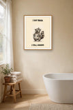 The same print shown hanging in a bathroom — frame for display only, not included