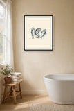 The same wordless print shown hanging on a wall — frame for display only, not included