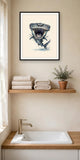 The same wordless print shown hanging on a wall — frame for display only, not included